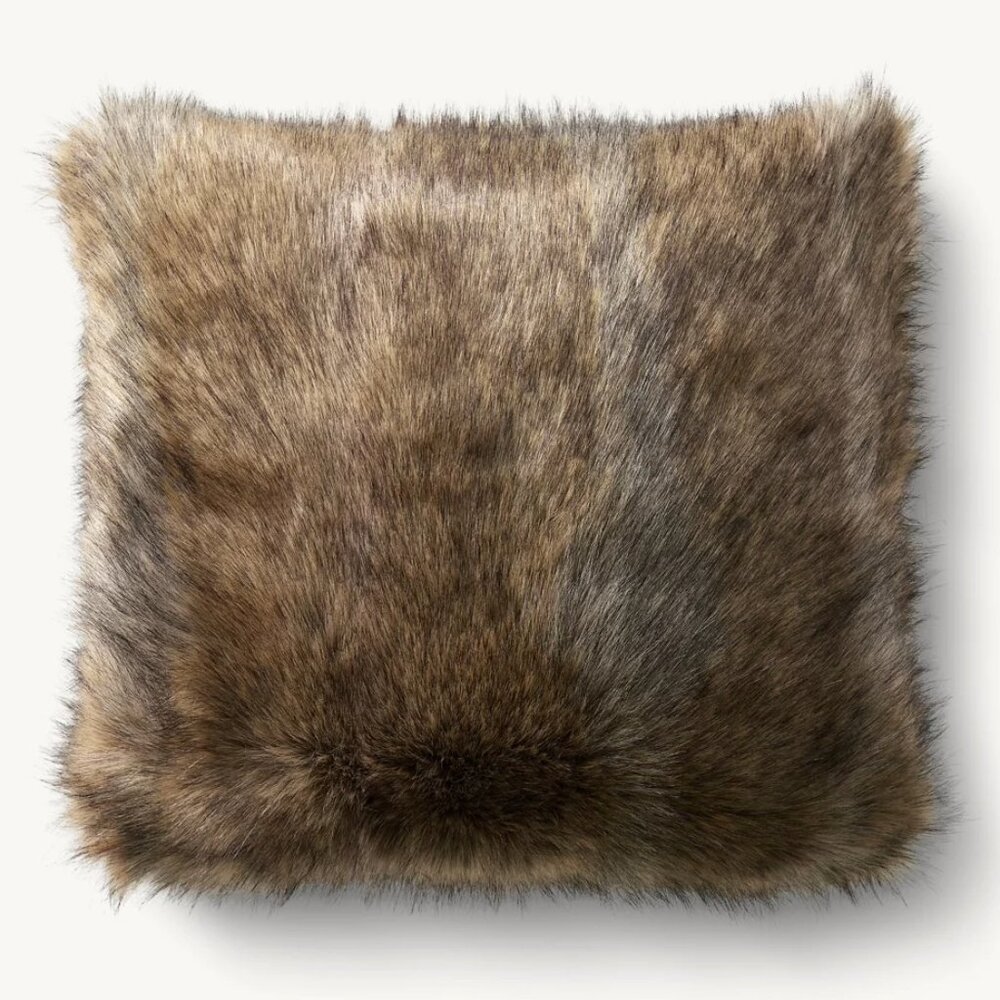 Restoration Hardware Ultimate Faux Fur Pillow Cover - Square Kodiak Bear 22x22